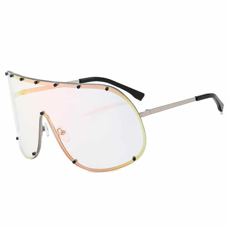 2025 Oversized Metal Rimless Integrated Windproof Sunglasses For Women Trends Y2k Luxury Brand Design Sun Glasses Unisex UV400