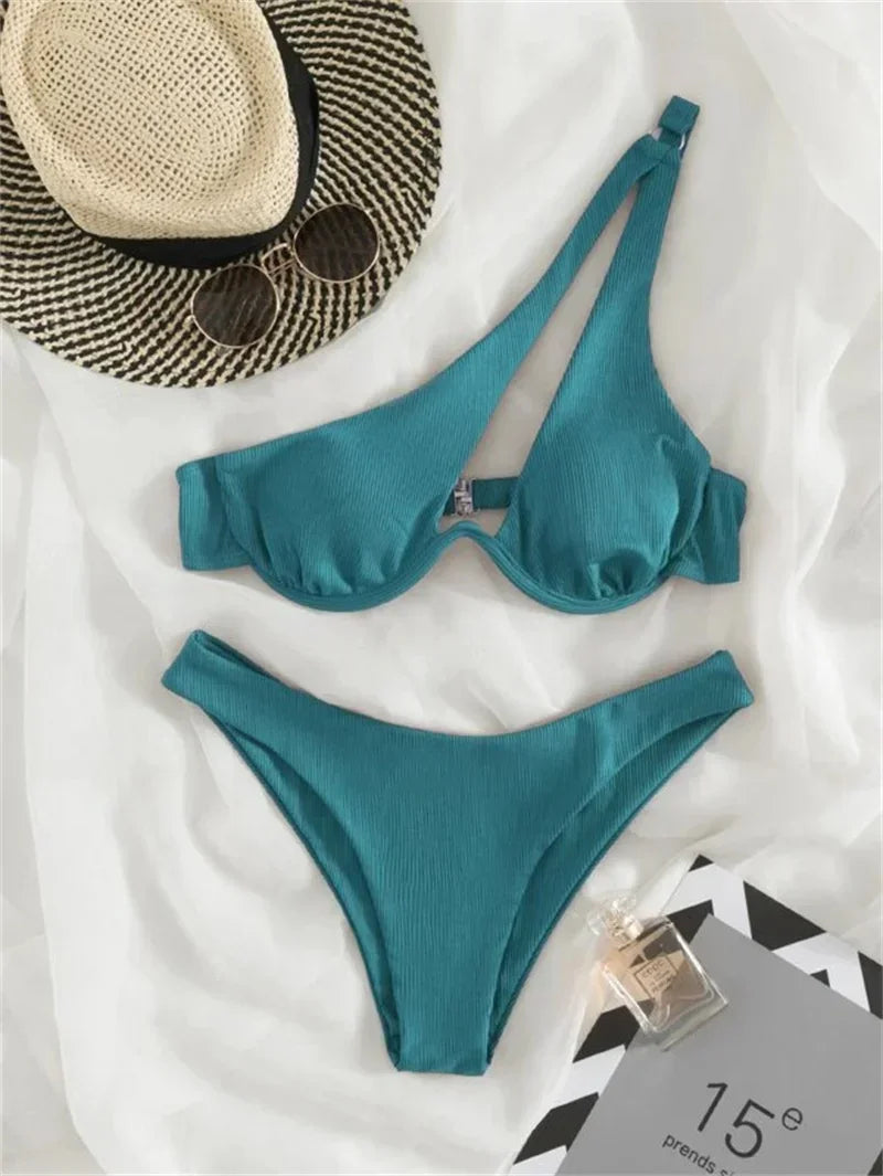 One‑Shoulder Push‑Up Micro Bikini