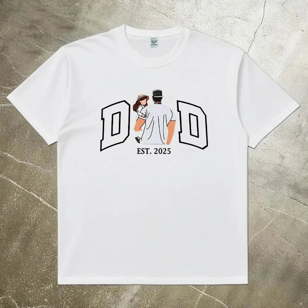 Personalized Father’s Day Shirt for Men – Custom Dad Portrait Family Design Cotton Tee