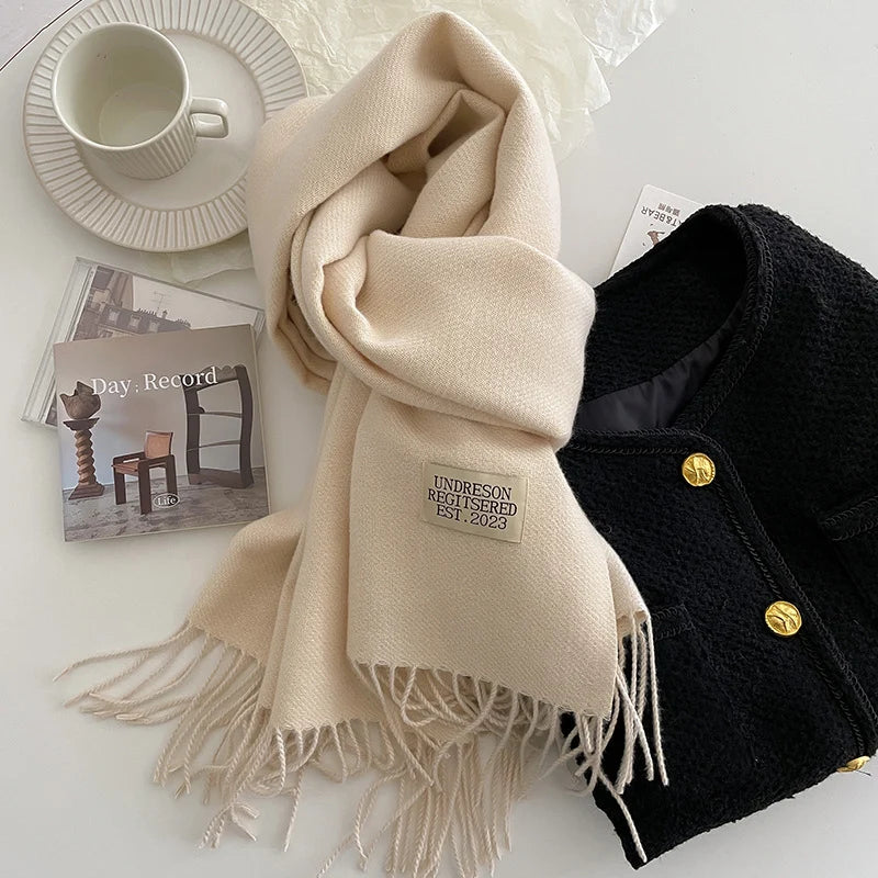 Fashion Solid Cashmere Warm Scarf New Design Pashmina Winter Double Side Diffrent Color Shawl Wraps Bufanda with Tassel Blanket