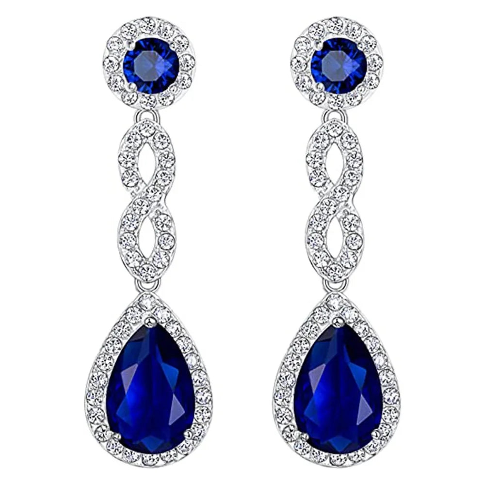 925 SIlver Needle Blue CZ Butterfly Stud Earrings Rhinestone Flower Female Women Party Silver Needle Jewelry Girls Best Gift
