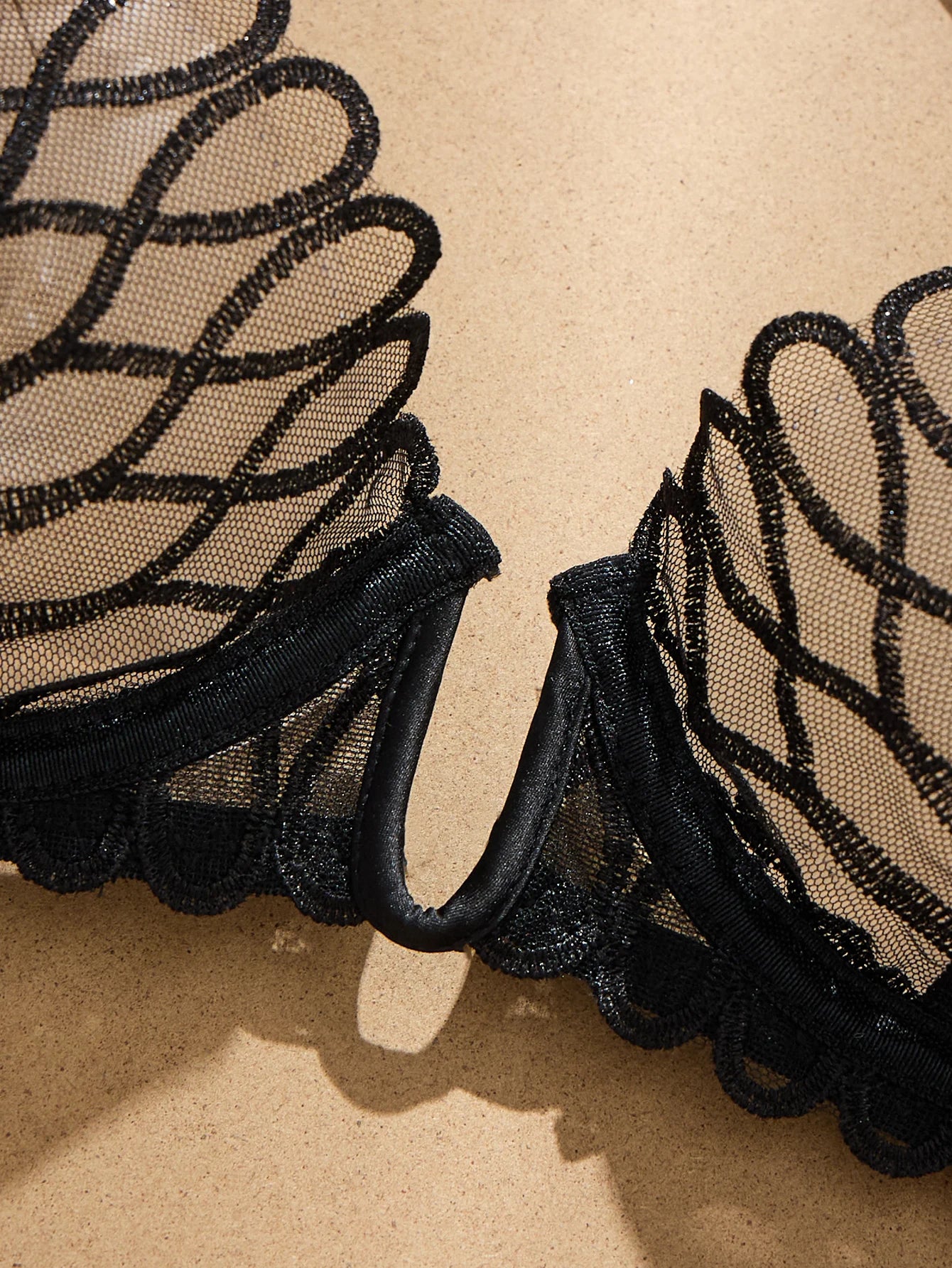 French‑Style Embroidered Transparent Lingerie Set