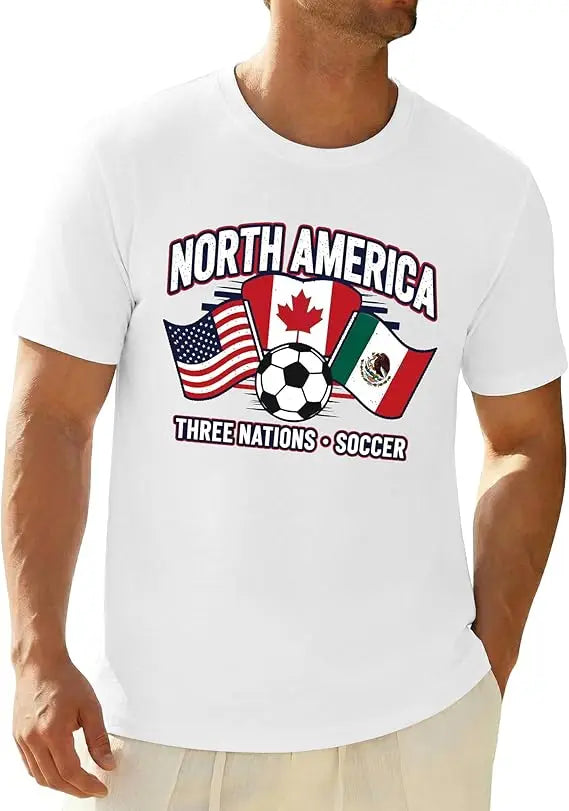 2026 Soccer Fan T‑Shirt — North America Flags Graphic Tee USA Canada Mexico Unisex