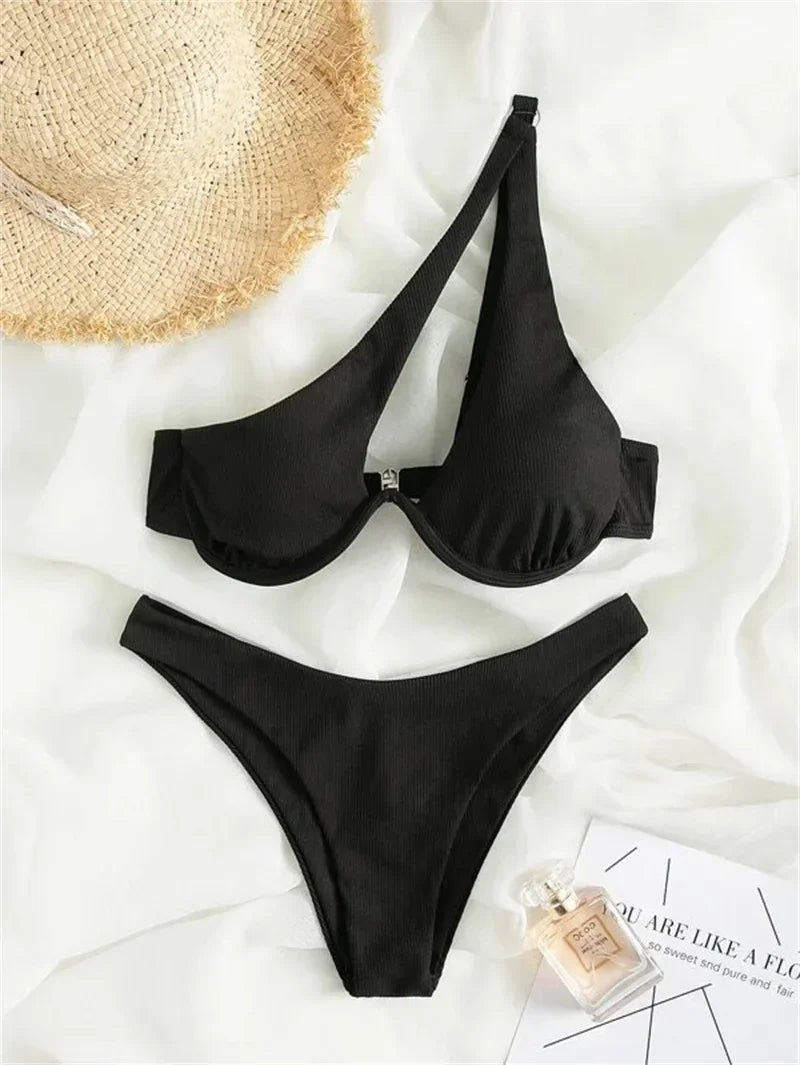 One‑Shoulder Push‑Up Micro Bikini