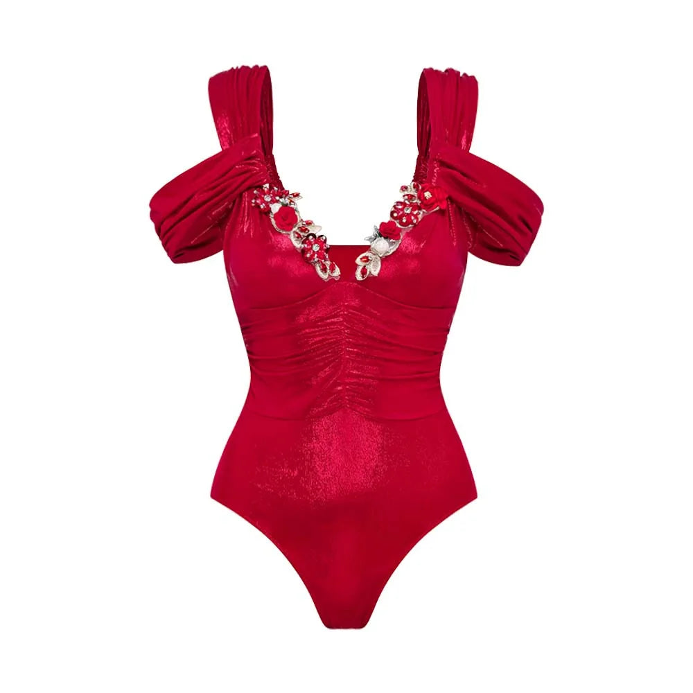 Women’s Printed Ruffle Splice Bikini Bodysuit with Skirt — Summer Beach Cover‑Up Holiday Swimwear Outfit