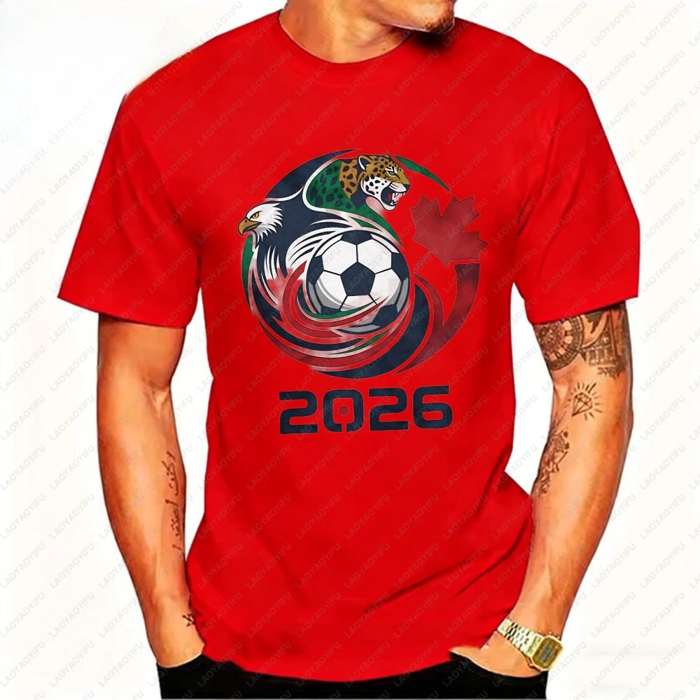 2026 Men’s Casual Soccer Print Oversized T‑Shirt — Minimalist Football Graphic Streetwear Tee