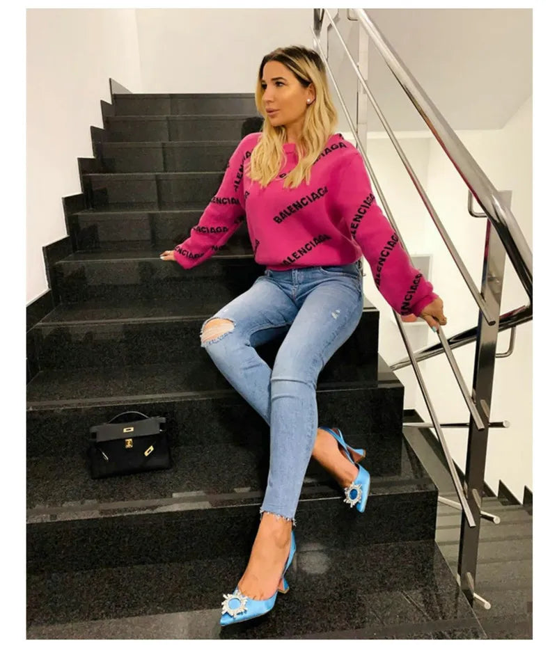 Silk Bow Rhinestone High Heels