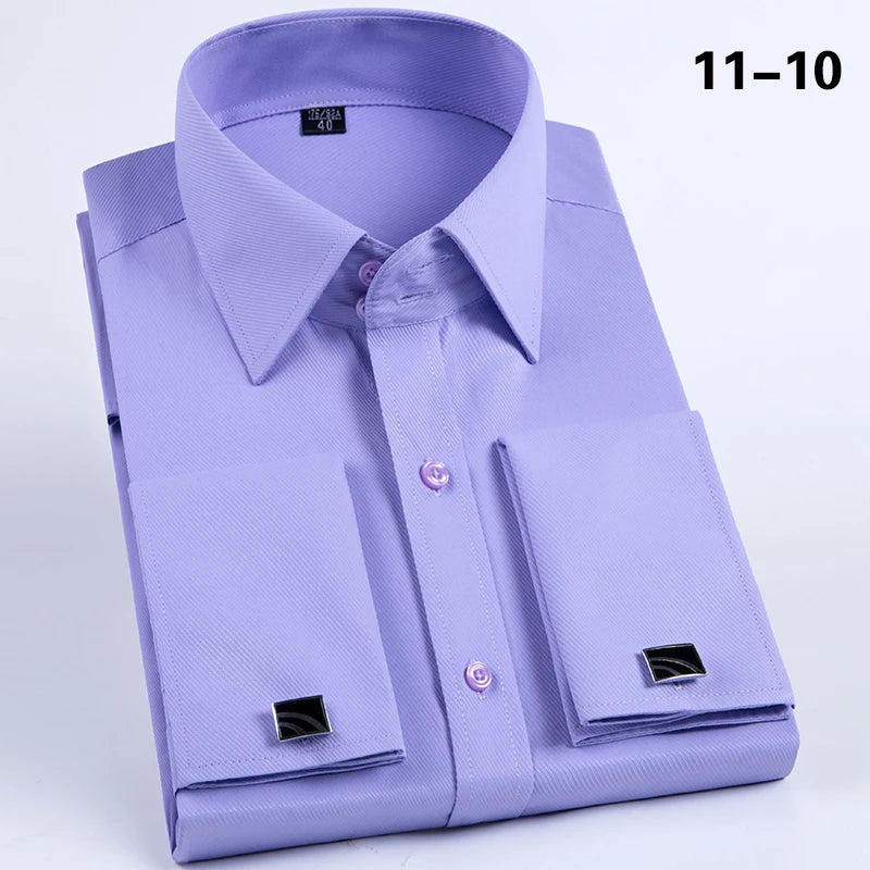 Men’s French Cufflink Slim‑Fit Business Shirt