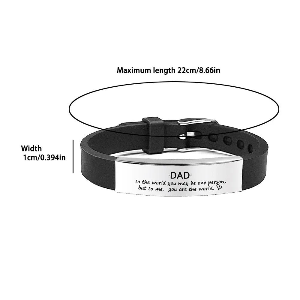 Inspirational Quote Bracelet for Father – Stainless Steel Adjustable Wristband Gift for Men
