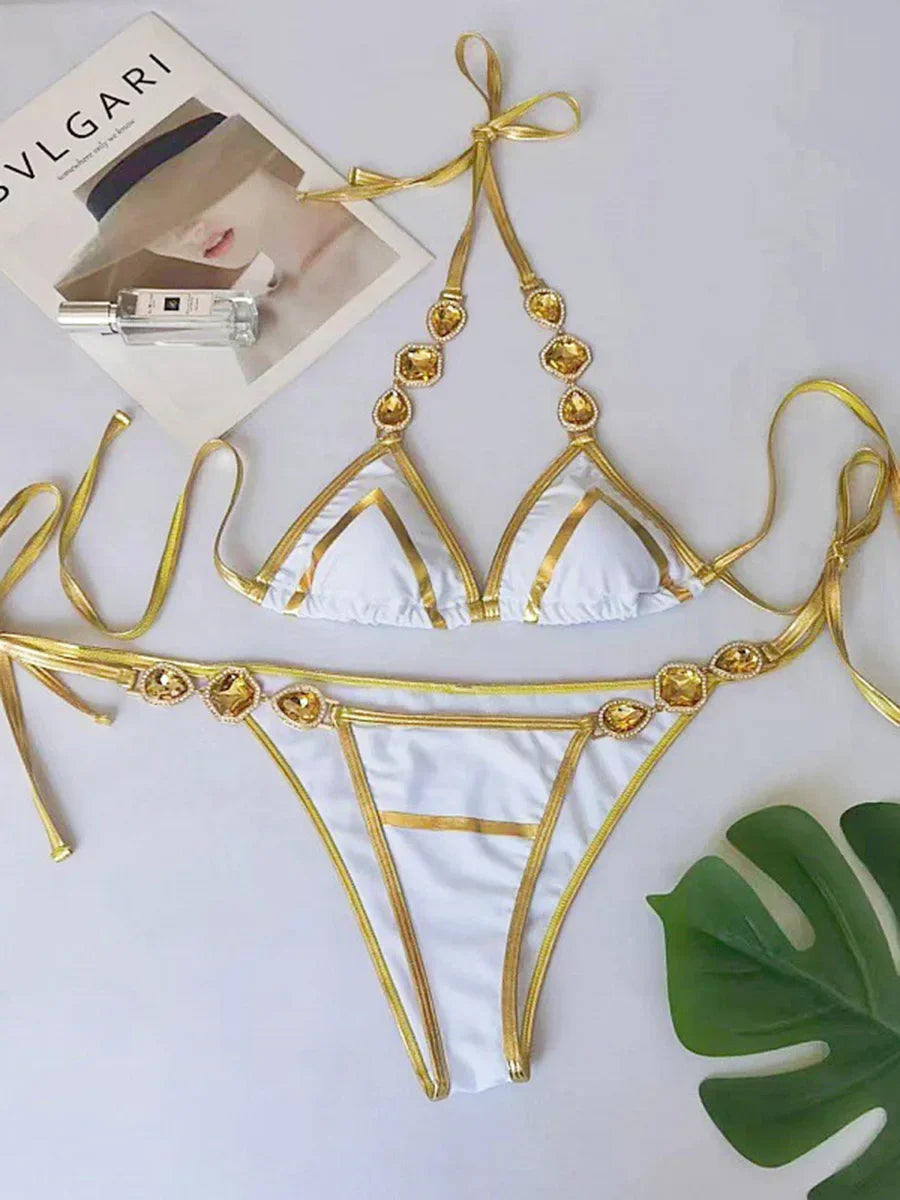 Halter Crystal Rhinestone Bikini
