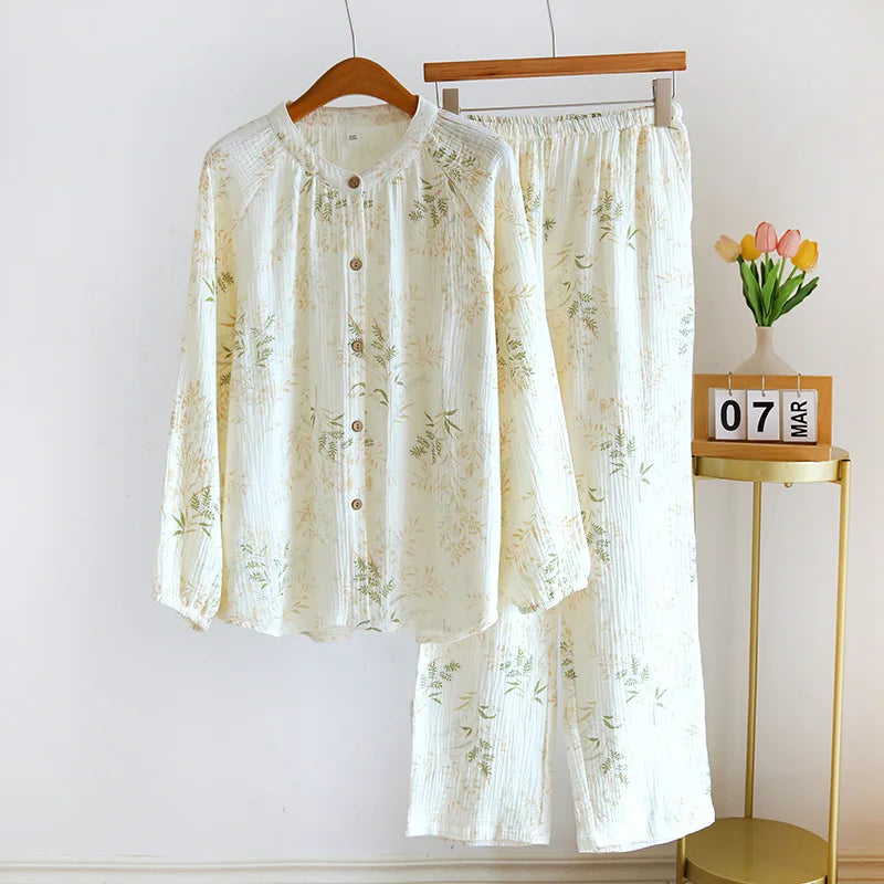 crepe long‑sleeve pajama set