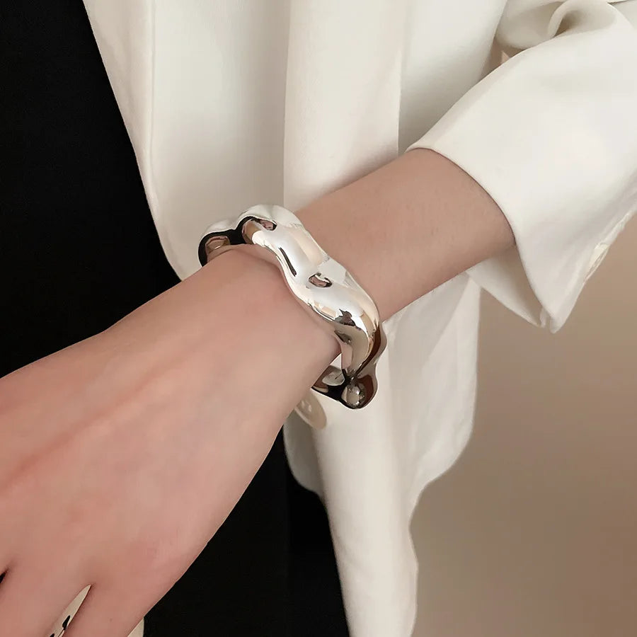 Irregular Geometric Twisted Open Bangles for Women European and American Personalized Bracelet Exaggerated Temperament Jewelry