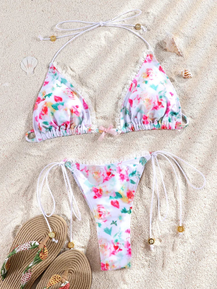 Floral Print Micro Bikini Set