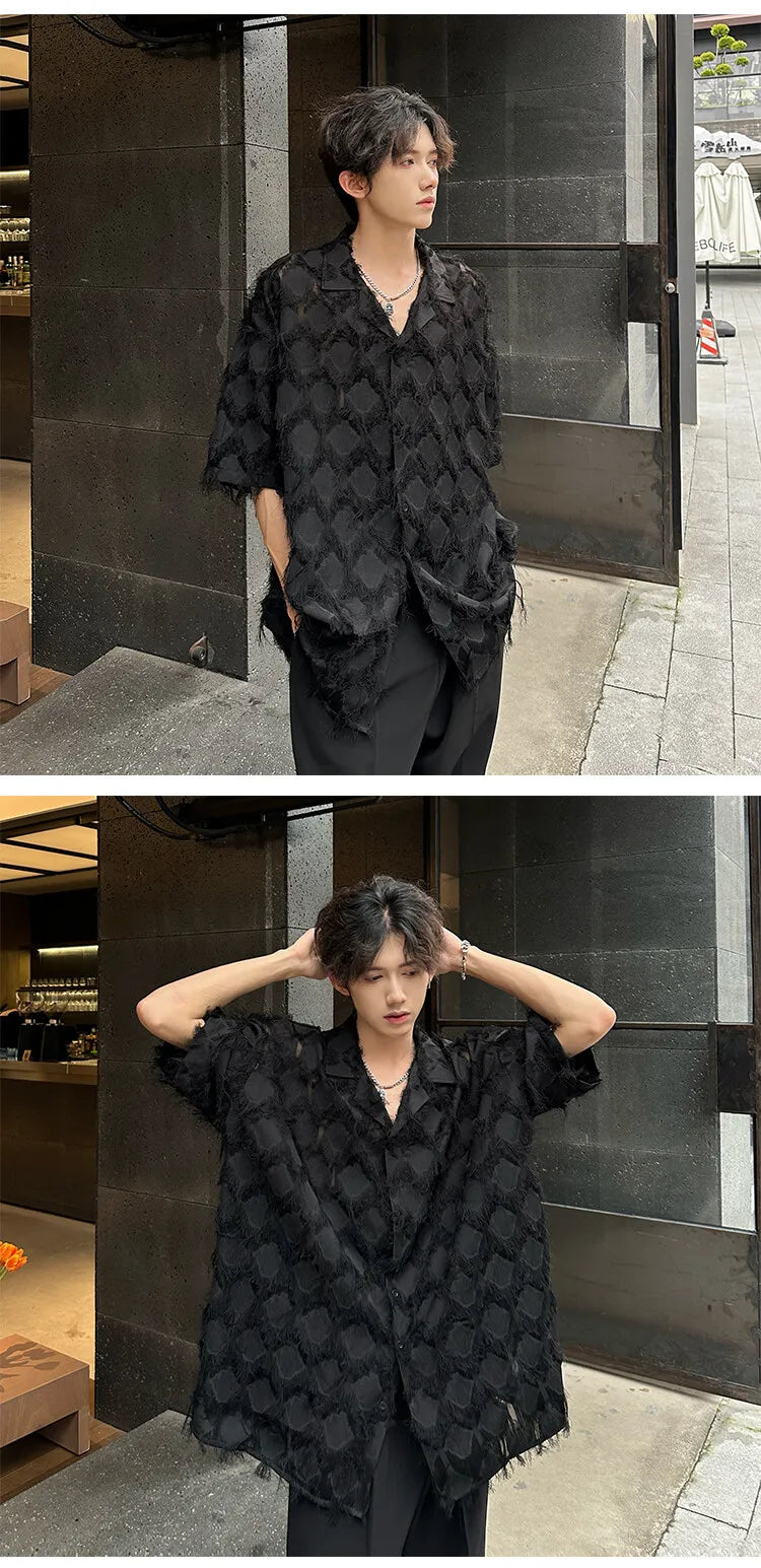 Loose Short‑Sleeve Suit‑Collar Shirt