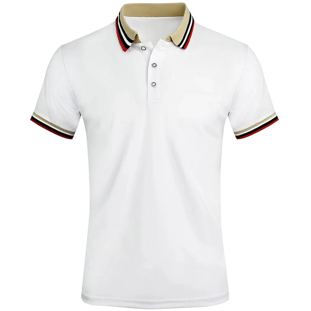 Men’s Summer Cotton Polo Shirt – Breathable Solid/Striped Short‑Sleeve Business‑Casual Top