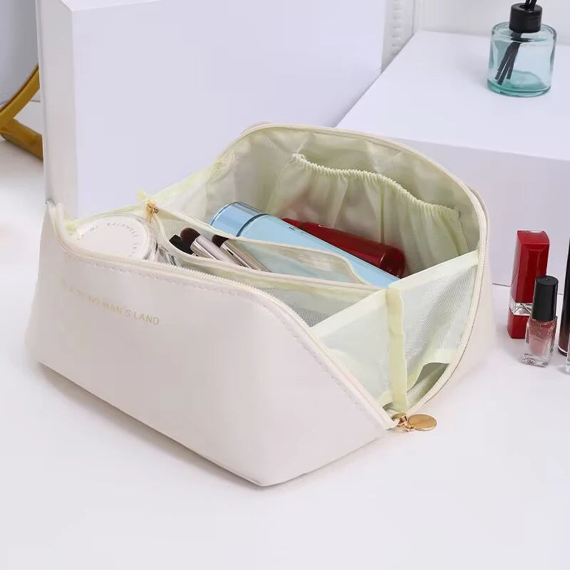 Pu Fashion Women Pillow Cosmetic Bag Large Capacity Makeup Travel Organizer Bags Portable Tote Square Wash Storage Zipper Bag