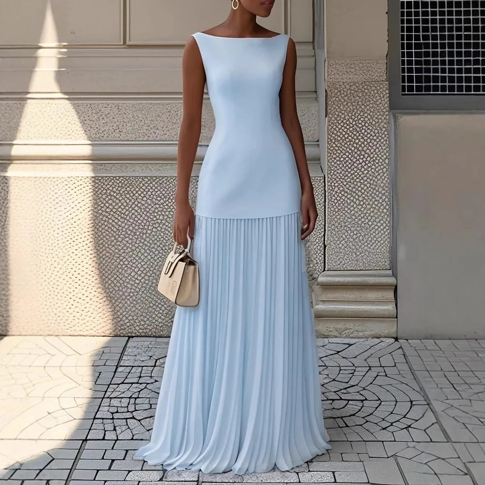 Women’s 2026 Spring/Autumn Two‑Piece Set – Elegant Pleated Dress with Matching Vest Overskirt for Parties & Fashion Wear