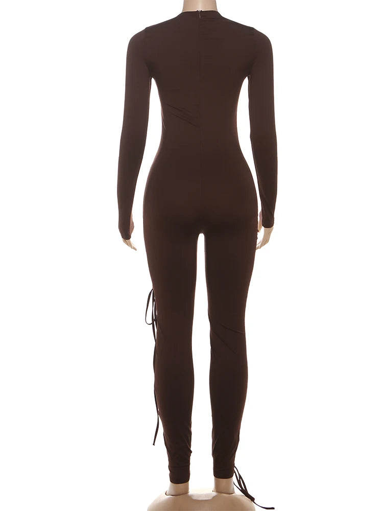 Nibber Women’s Cross‑Bandage Tassel Jumpsuit