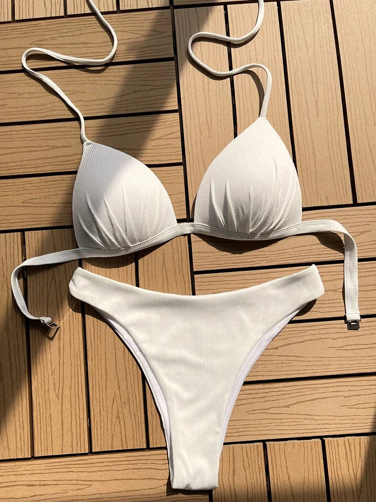 Halter Bra‑Cup Push‑Up Bikini