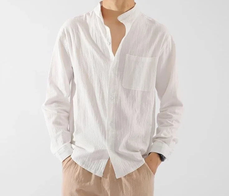 White Linen Shirt with Pocket