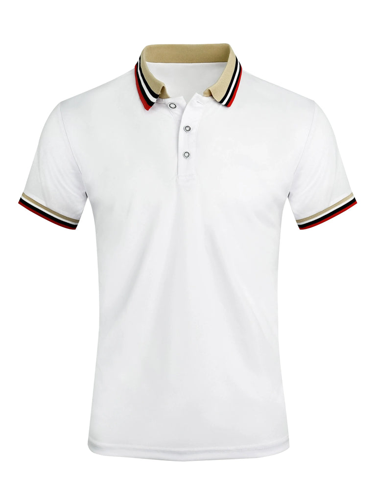 Men’s Summer Cotton Polo Shirt – Breathable Solid/Striped Short‑Sleeve Business‑Casual Top