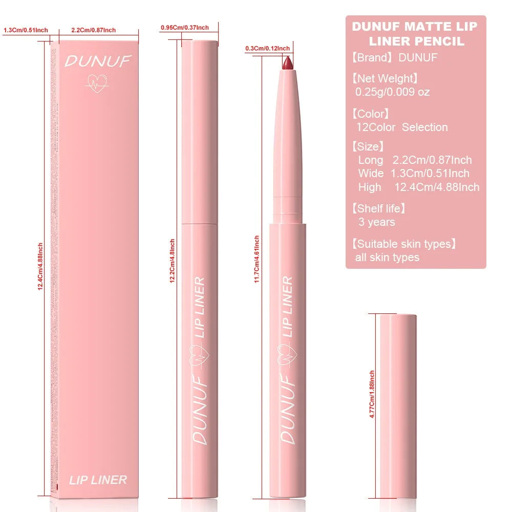 Tapered Nib Lip Liner Pencil Long-Lasting Matte Creamy Plumping Lip Stain Waterproof Natural Nude Brown Slim Lip Liner Makeup