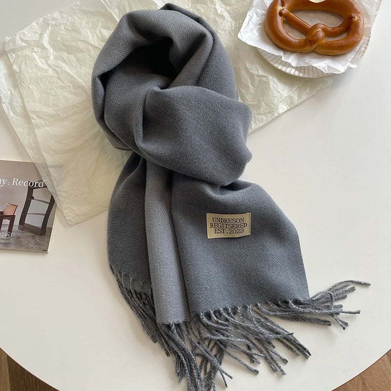 Fashion Solid Cashmere Warm Scarf New Design Pashmina Winter Double Side Diffrent Color Shawl Wraps Bufanda with Tassel Blanket