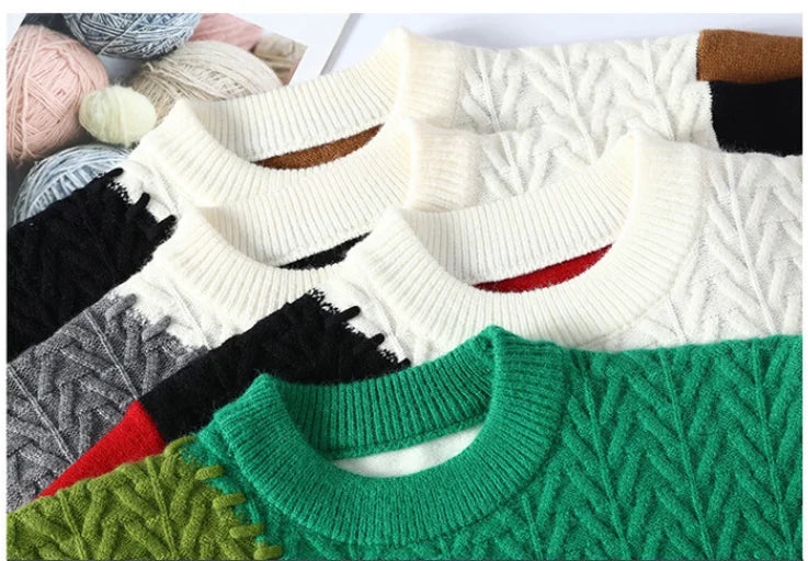 Men’s O‑Neck Splicing Sweater