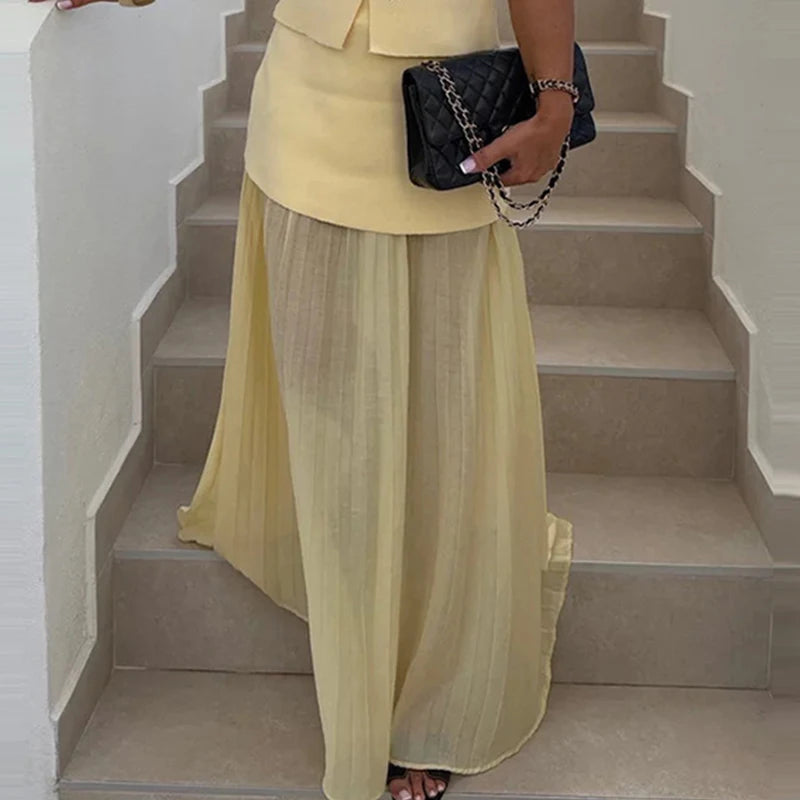 Women’s Elegant Patchwork Knitted Two‑Piece Dress Set