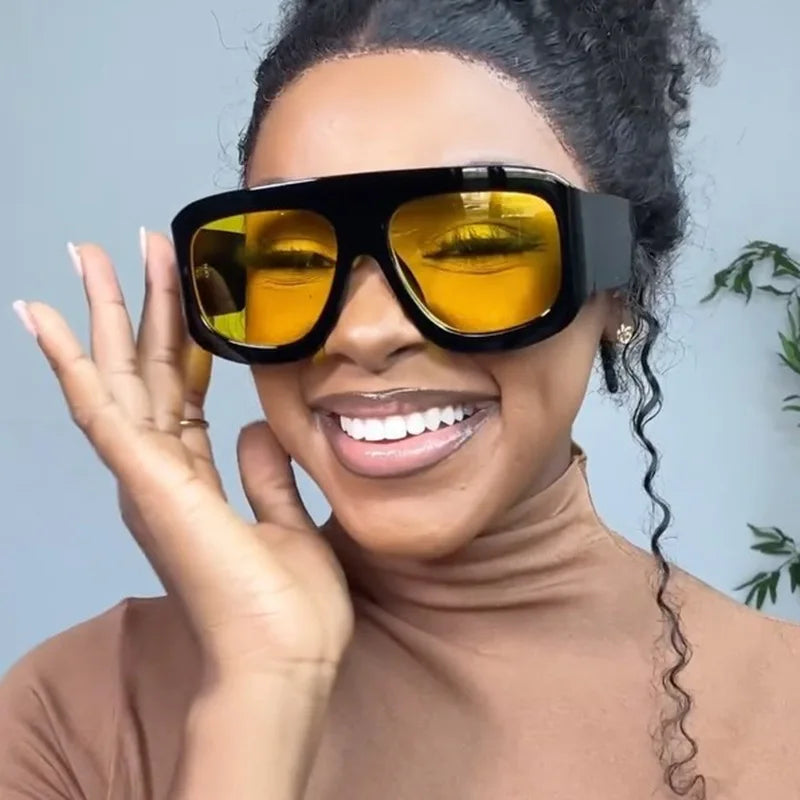 Vintage Exaggerated Square Sunglasses — Unisex Retro Rectangle Eyewear for Women & Men