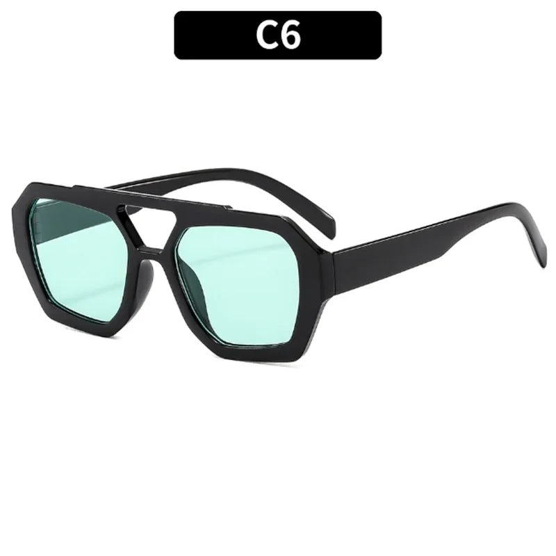 2025 Retro Double Bridge Fashion Sunglasses Women's Luxury Light Rhombus Women Sun Glasses Ins Trending Sun Shades UV400