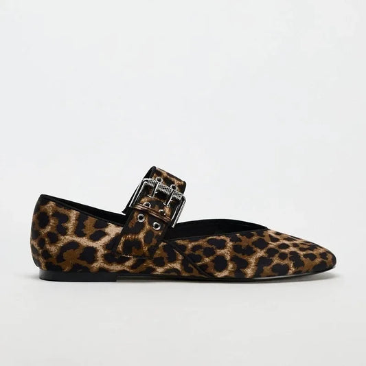 Women Flats New Leopard Print Comfortable Soft Round Toe Flat Shoes for Women Ballet Mary Jane Shoes for Women Zapatos De Mujer