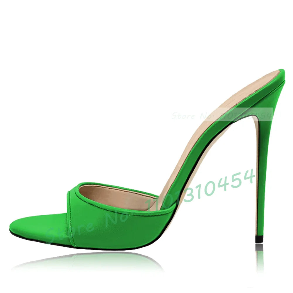 Snake‑Print Open‑Toe Stiletto Slides