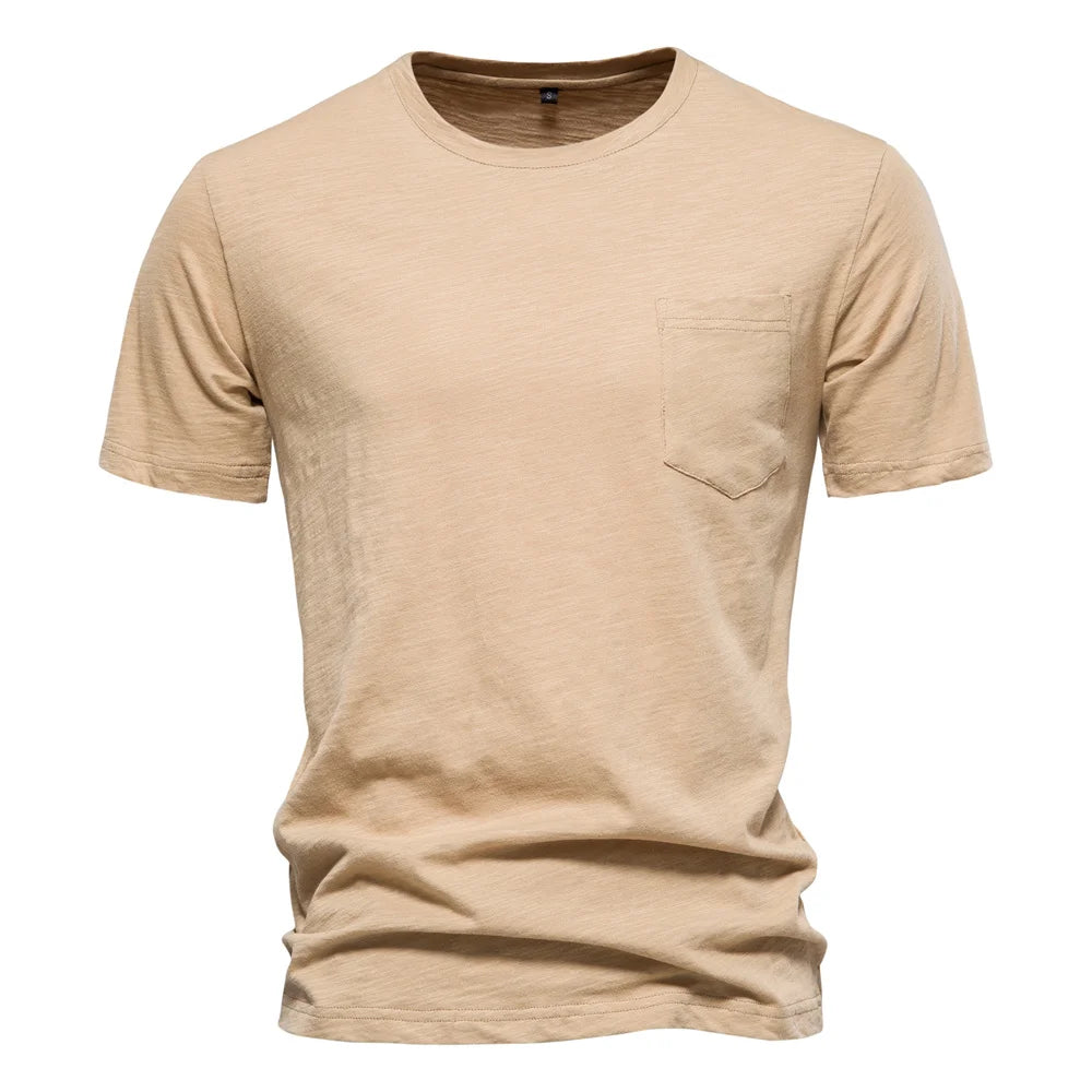 Men’s 100% Cotton Thin Summer T‑Shirt – Soft Breathable O‑Neck Casual Fitness Top