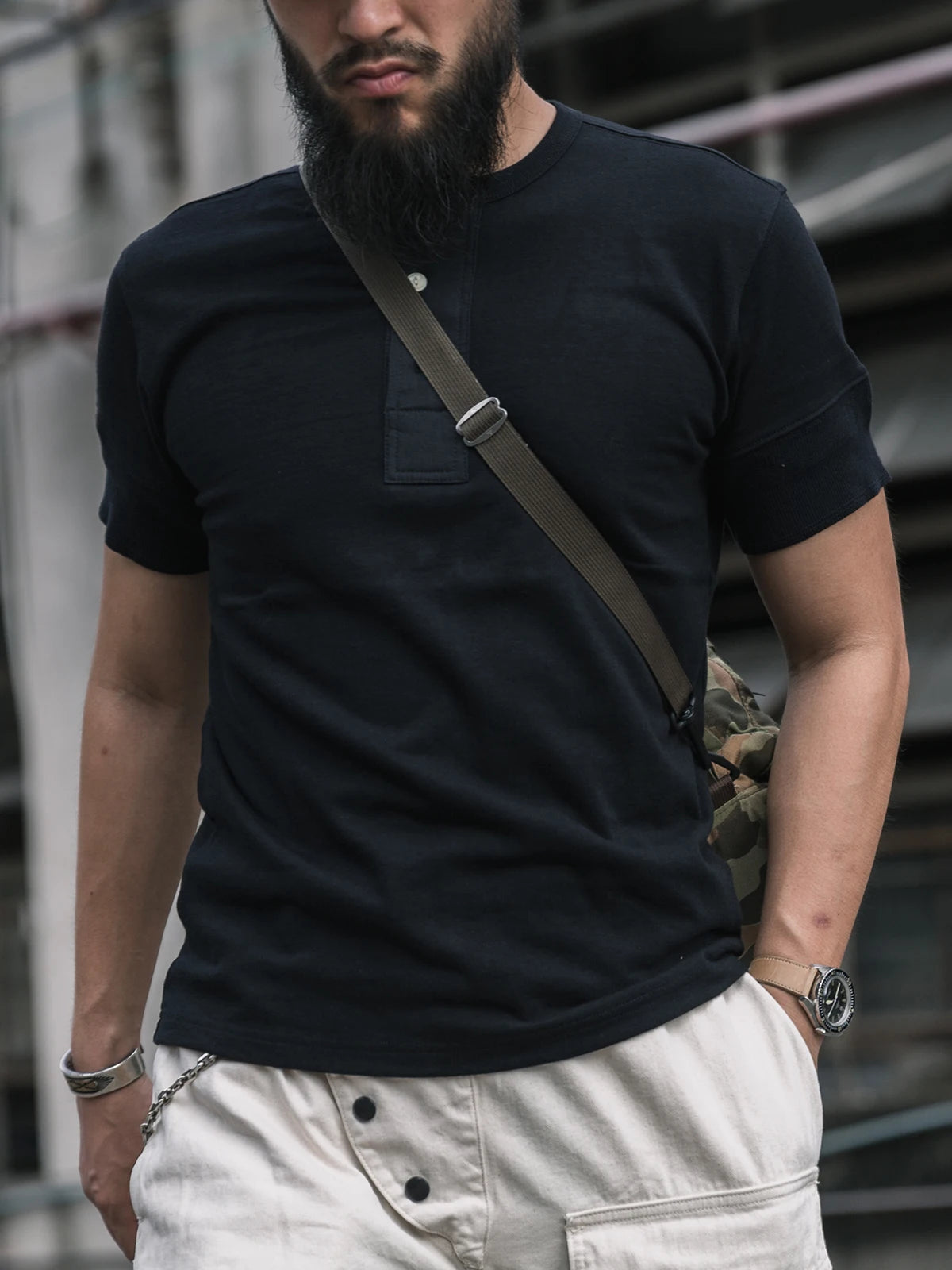 Rugged Bronson Retro Henry Collar Shirt
