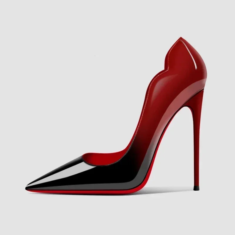 Women’s Gradient Red‑Bottom Leopard High Heels