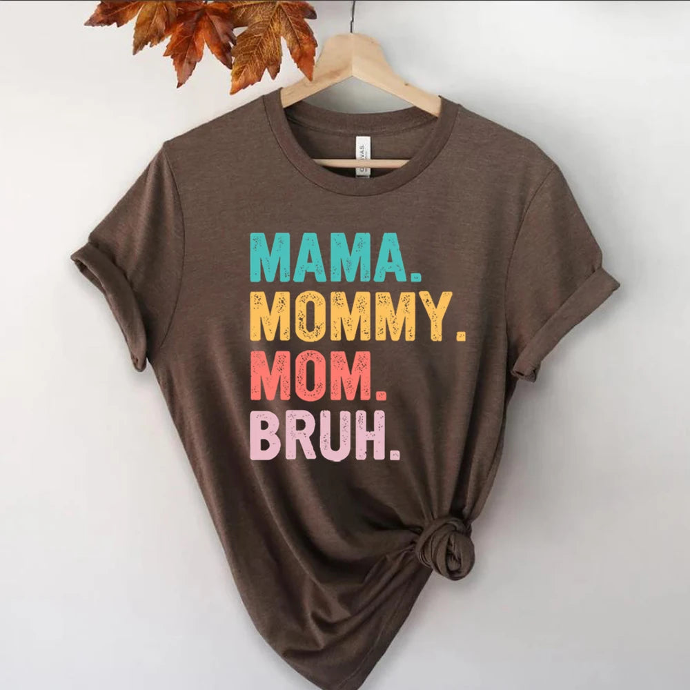Mama Mommy Mom Bruh T Shirt Mom Shirt Mama Life Shirts Mother's Day T-shirt Women Summer Trendy Short Sleeve Casual Tops