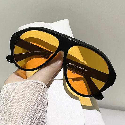 Oversized Goggle Sunglasses 2024 Women Brand Popular Yellow lens Sun Glasses Men Big Frame Trend Shades UV400 802086