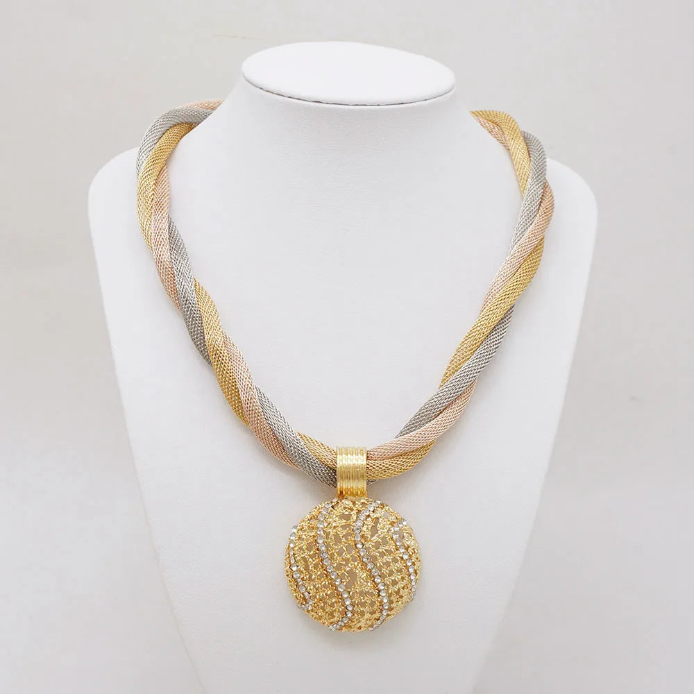 New Design Fine Jewelry Sets Dubai African Gold Color Jewelry Sets Wedding For Women Necklace Set Indian Costume Jewelry Gifts