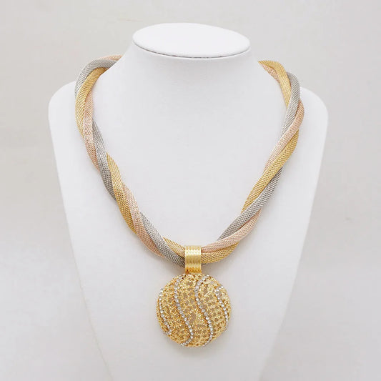 New Design Fine Jewelry Sets Dubai African Gold Color Jewelry Sets Wedding For Women Necklace Set Indian Costume Jewelry Gifts