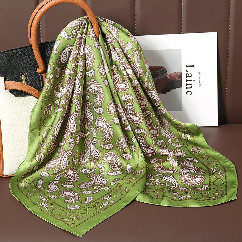 Fashion Scarves for Women Shawl Print Silk Satin Hijab Scarf Female Bandana 70*70cm Luxury Brand Square Shawls Scarfs For Ladies