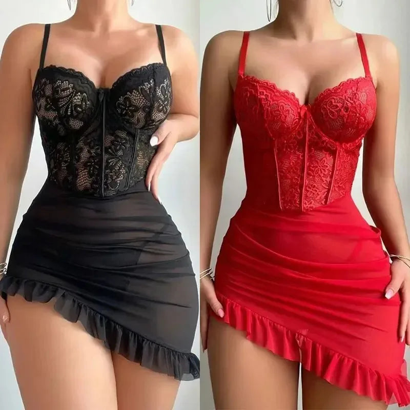 Transparent Lace Underwire Lingerie Set