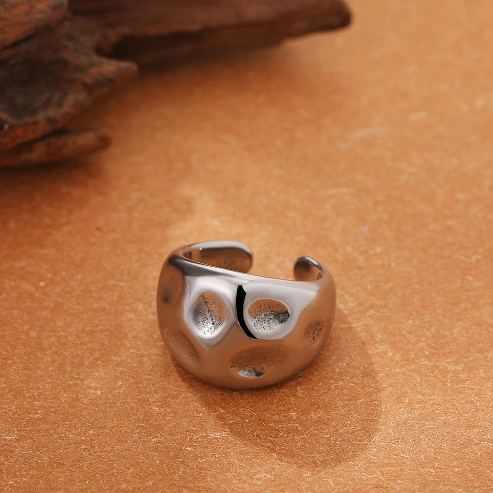 Vintage Stainless Steel Rings for Women Punk Chunky Irregular Smooth Adjustable Open Ring Jewelry Weddings Gifts