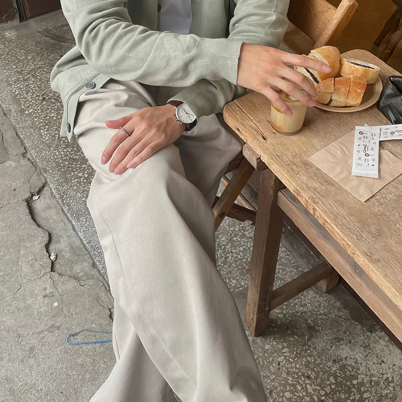 Men’s Vintage Pleated Straight‑Leg Suit Trousers