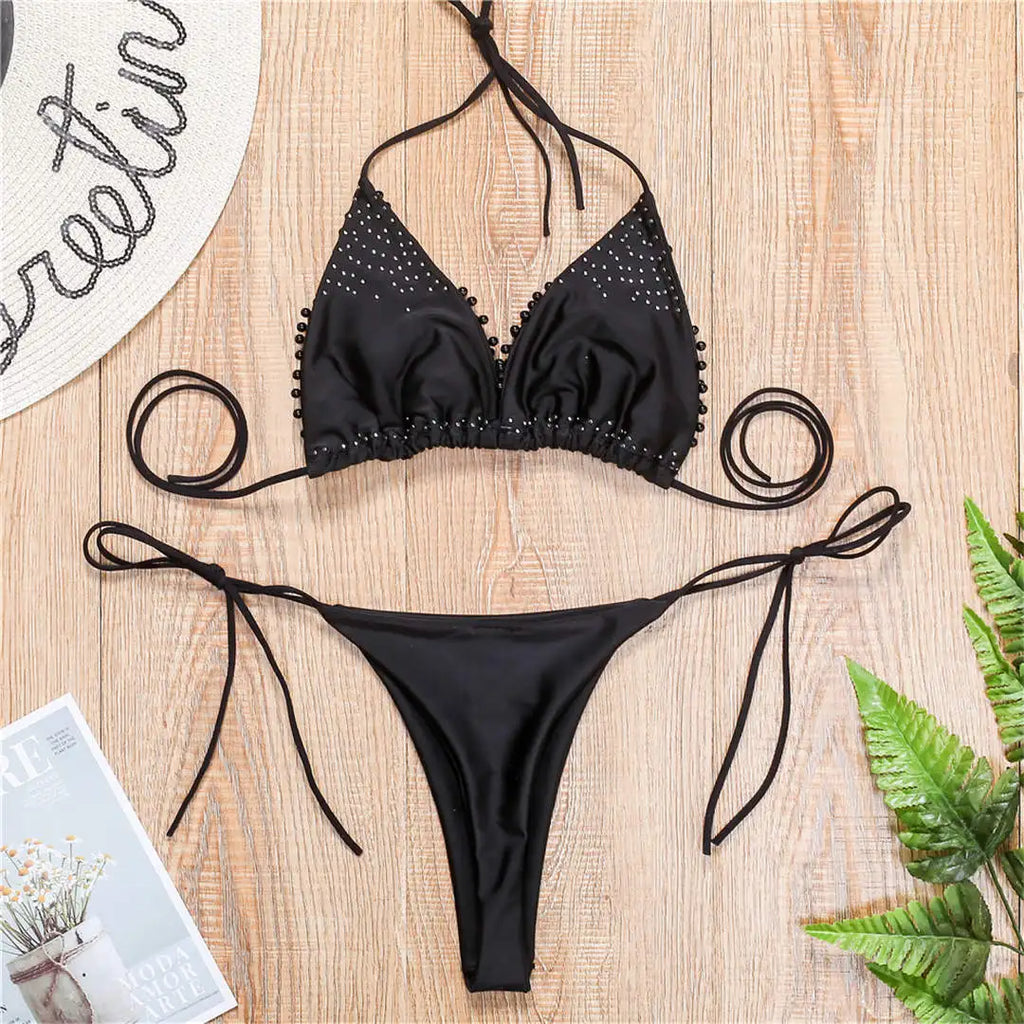 Luxury Pearl Halter Mini Bikini