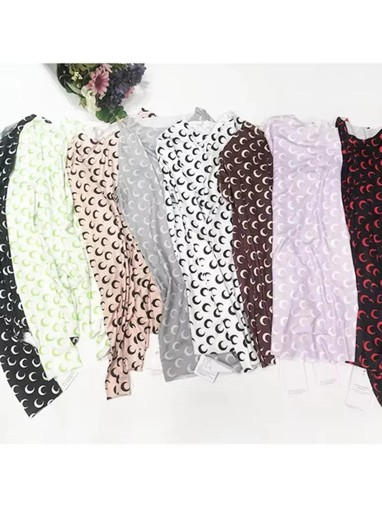 New Printed Mesh Women Base Shirt Spring Autumn Fashion Casual Long Sleeved Sun Protection Ice Silk Inner Layer Women's T-Shirt