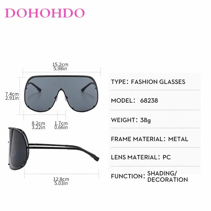 2025 Oversized Metal Rimless Integrated Windproof Sunglasses For Women Trends Y2k Luxury Brand Design Sun Glasses Unisex UV400