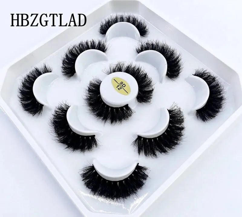 5 Pairs 25mm 3D Mink Eyelashes Bulk Russian Roll Fluffy Natural False Eyelash Dramatic Mink Lashes Makeup Tools Wholesale Lashse