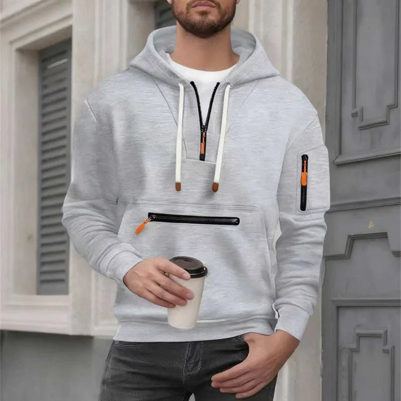 Multi‑Pocket Arm‑Zipper Hoodie