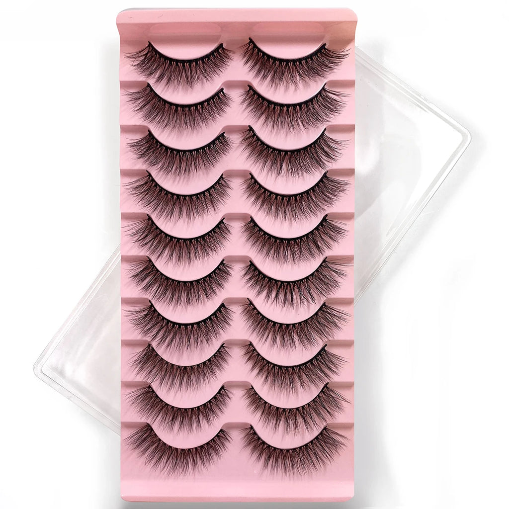 10Pairs Multipack 3D Mink Lashes False Eyelashes Handmade Wispy Fluffy Long Lashes Natural Eye Makeup Tools Eye Lashes H13 E08